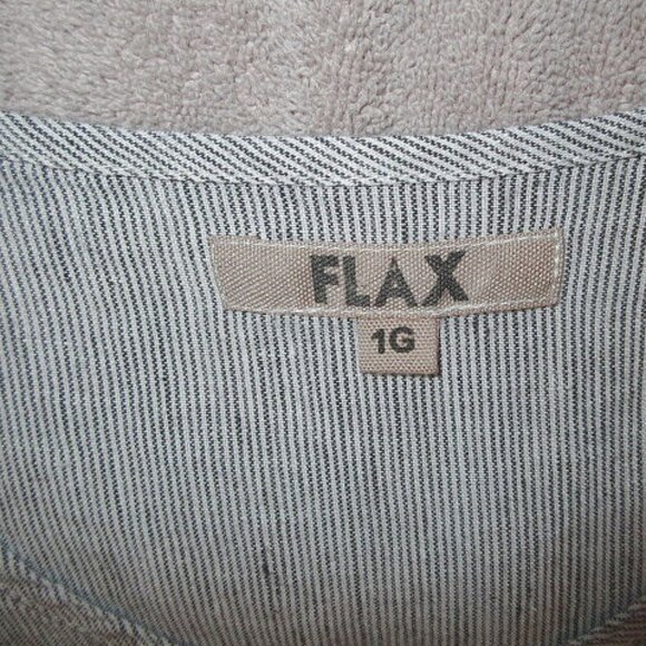 Flax Linen Tunic Top Size 1X 1G Long Sleeves Button Up Striped Lagonlook Coastal - Picture 5 of 10